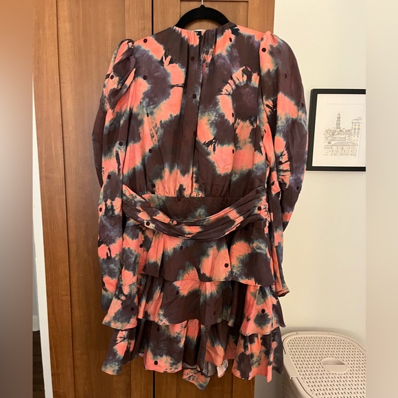 Ulla Johnson Semira Silk Floral Puff Sleeve Wrap Dress - Picture 4 of 4